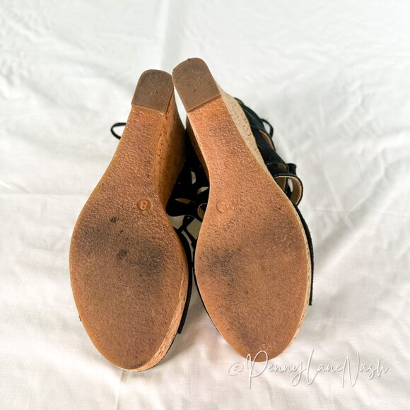 Michael Alli Lace Up Suede Cork Wedge Sandal - Picture 7 of 10